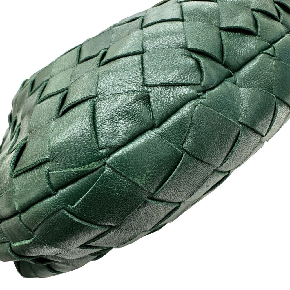 BOTTEGA VENETA Jody Handbag, Lambsun Calfskin, 651876, Intrecciato, Dark Gree... - Picture 6 of 11